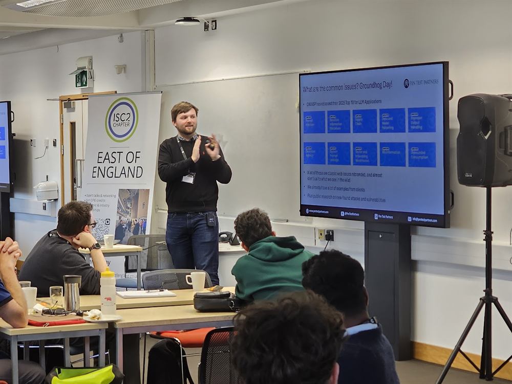 A Pen Test Partners speaker discussing the OWASP Top 10 for LLM applications